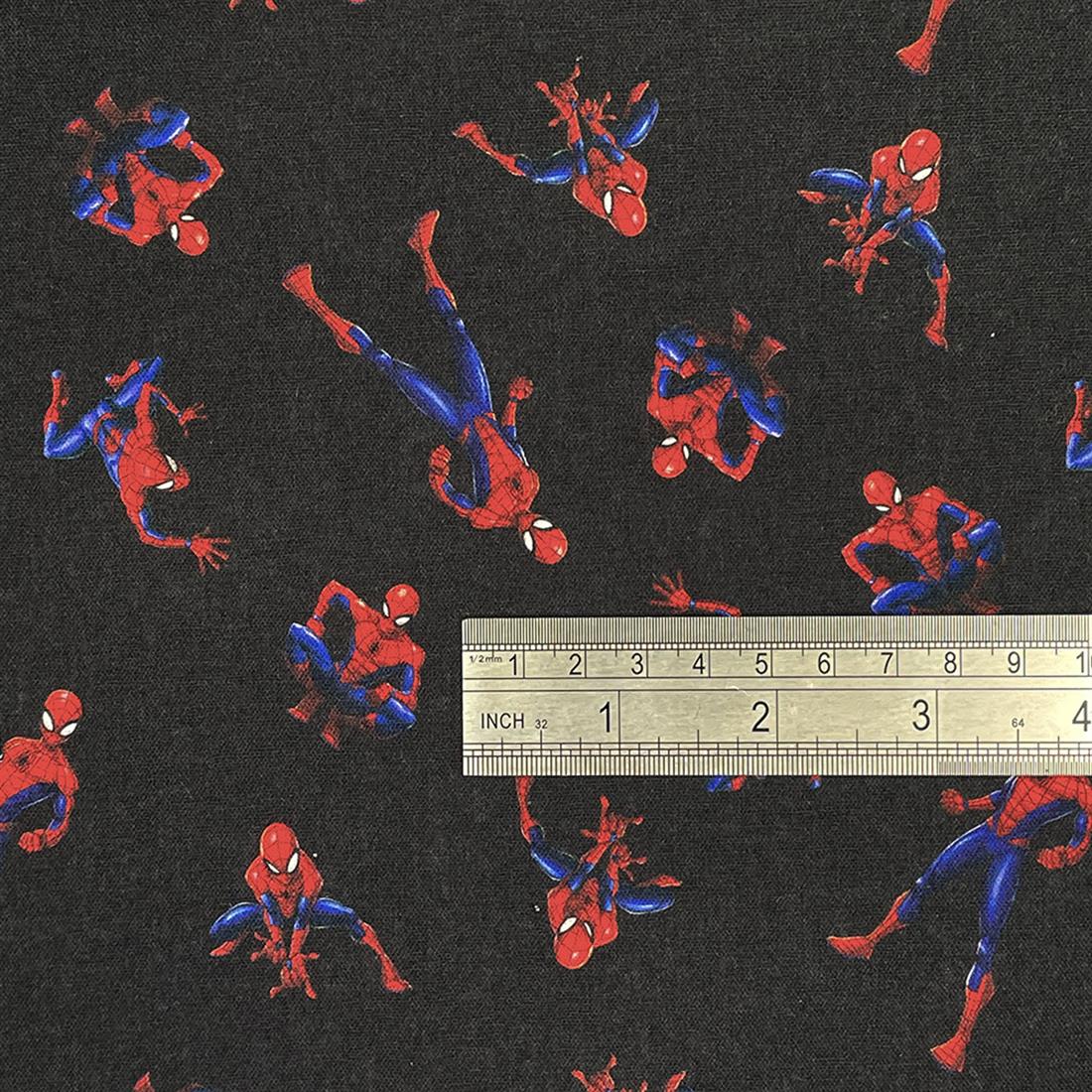 Black Spiderman-Printed 100% Cotton Fabric