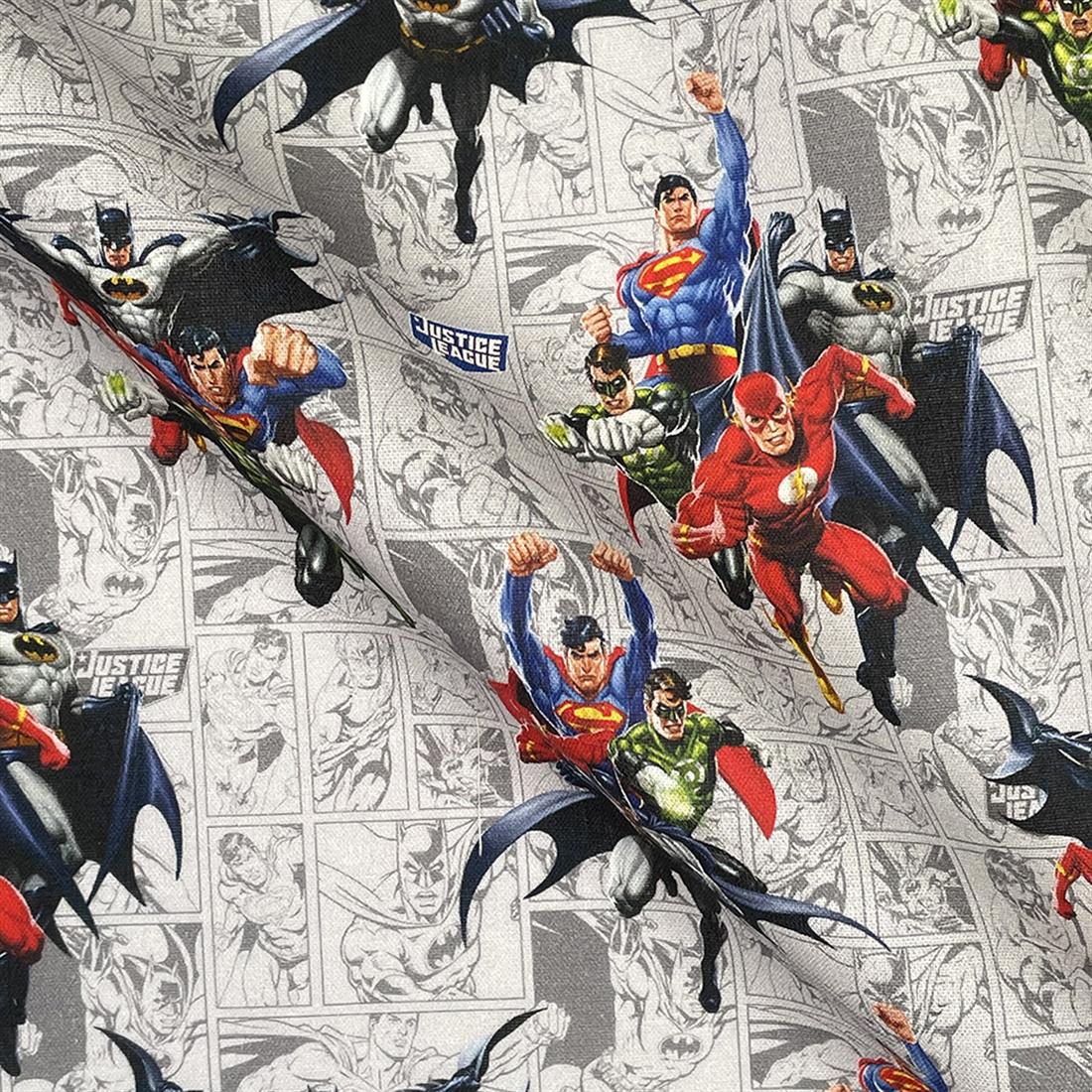 Silver Grey Justice League -Printed 100% Cotton Fabric