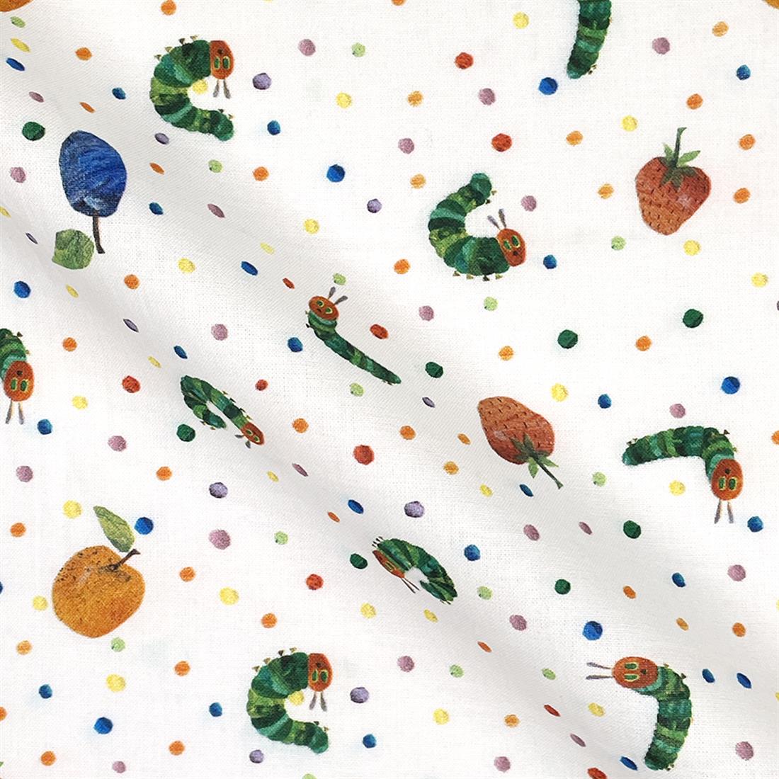 White The Hungry Caterpillar Printed 100% Cotton Fabric