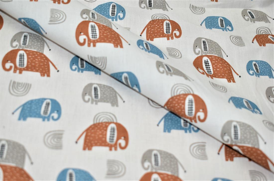Spotty Elephants Cotton Poplin