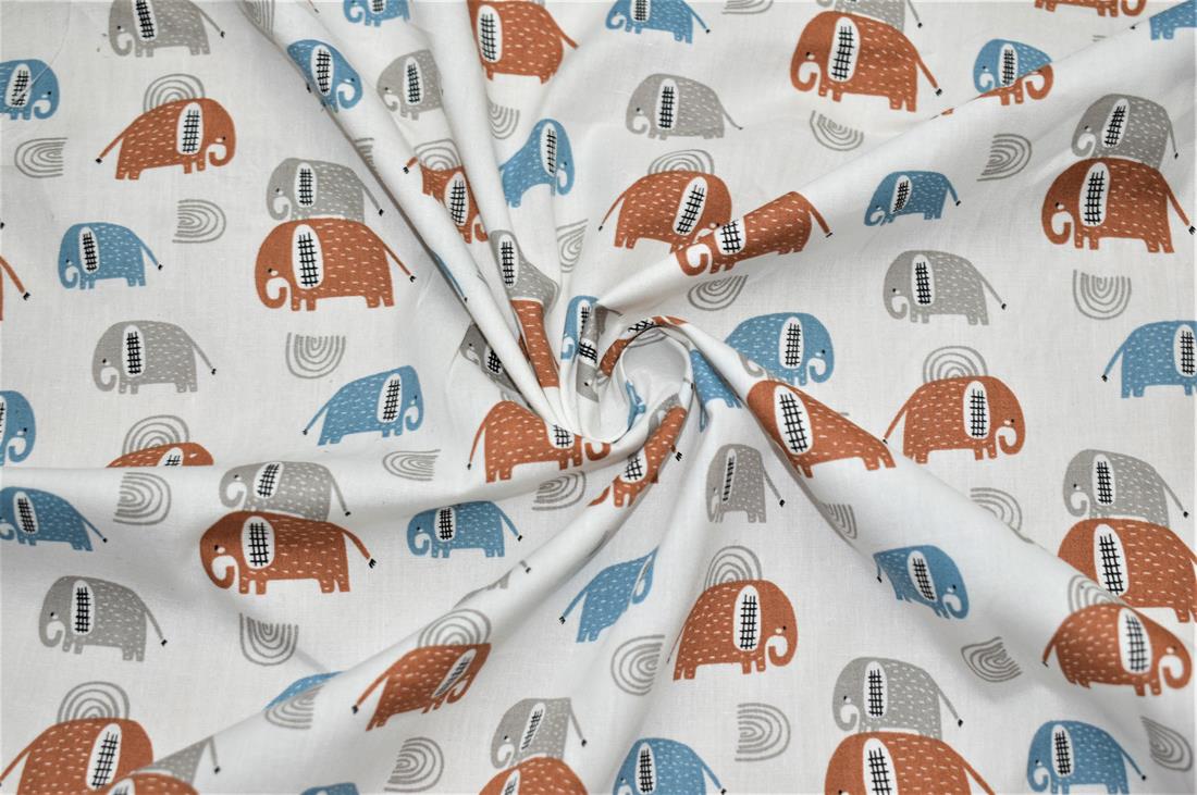 Spotty Elephants Cotton Poplin