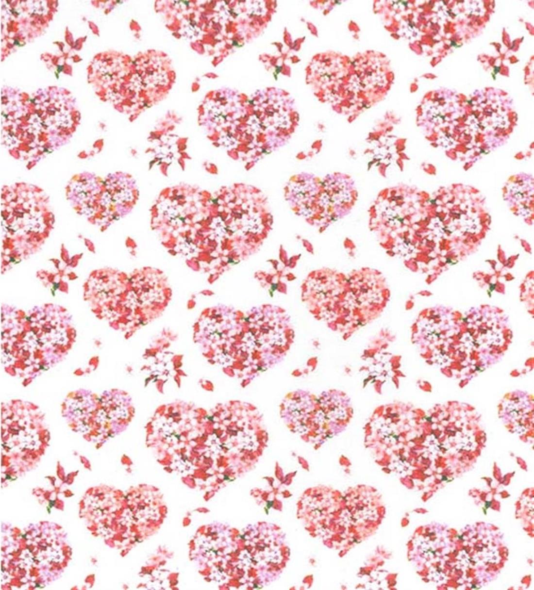 White Floral Hearts 100% Cotton Fabric