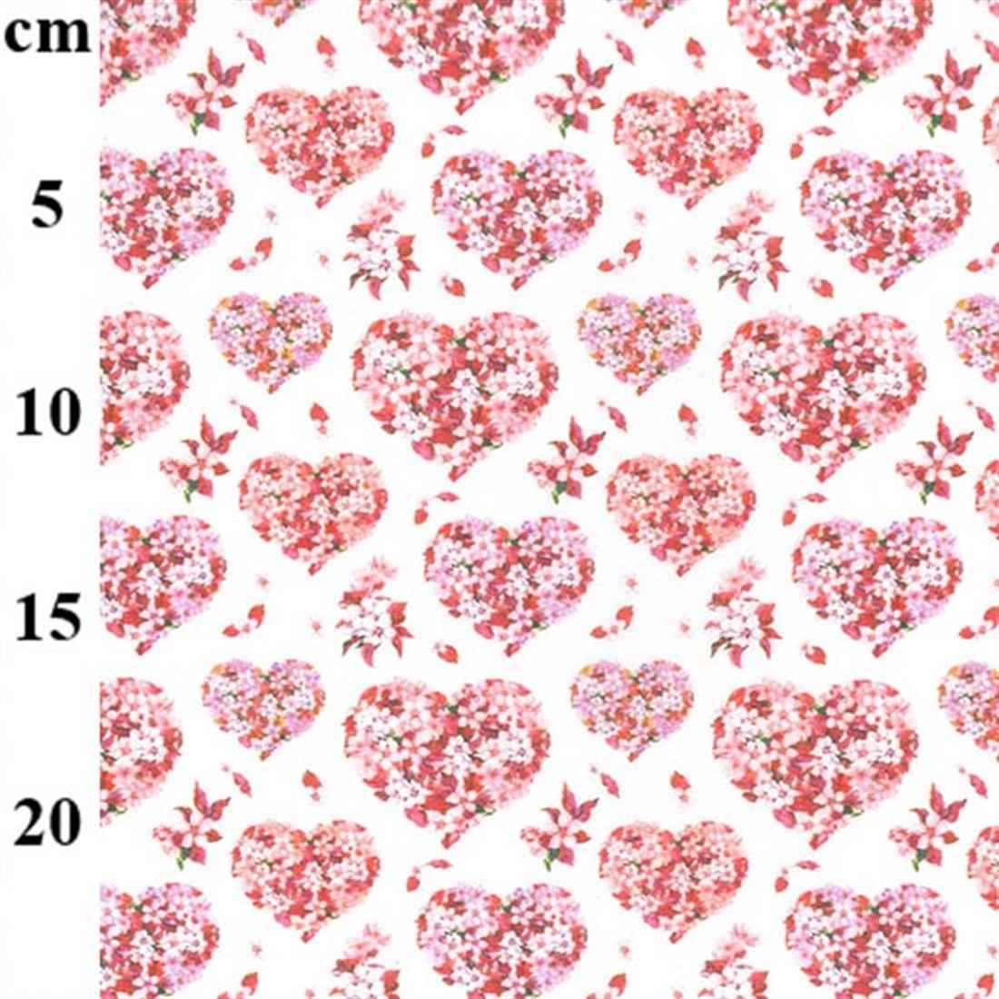 White Floral Hearts 100% Cotton Fabric