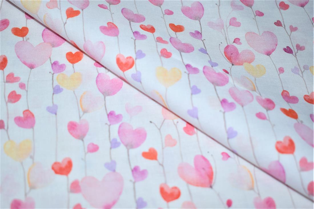 Pastel Ivy Heart 100% Cotton Fabric