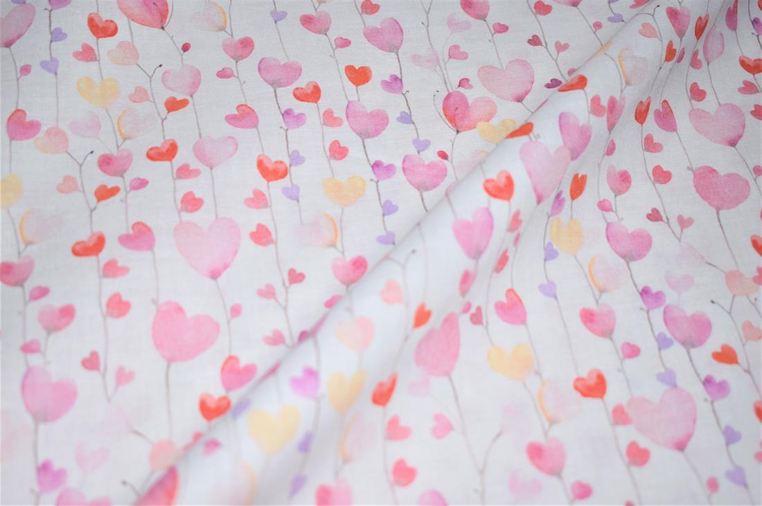 Pastel Ivy Heart 100% Cotton Fabric
