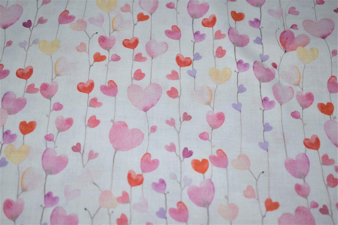 Pastel Ivy Heart 100% Cotton Fabric