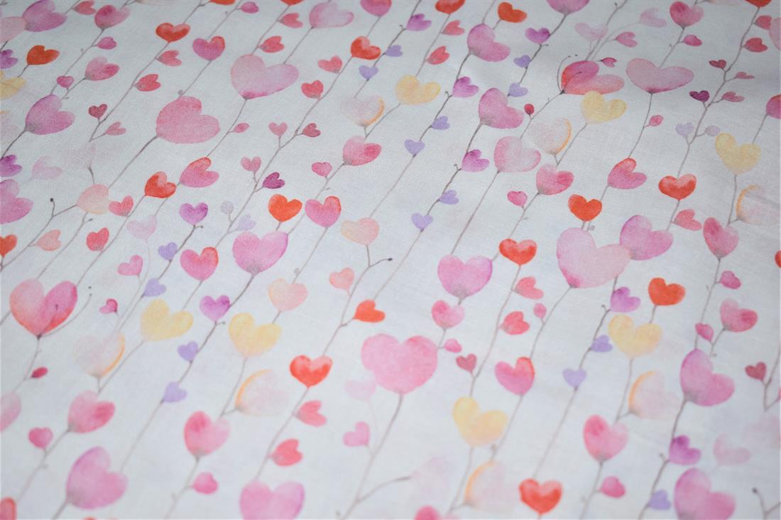 Pastel Ivy Heart 100% Cotton Fabric