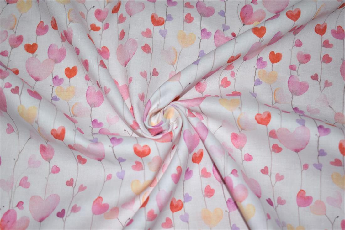 Pastel Ivy Heart 100% Cotton Fabric