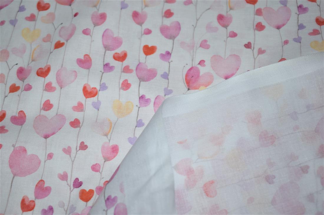 Pastel Ivy Heart 100% Cotton Fabric