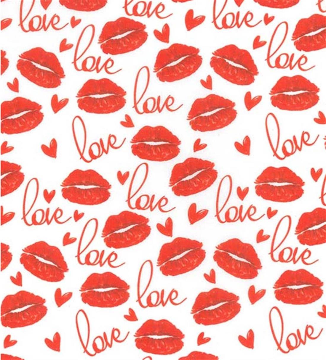 Red Love Lips 100% Cotton Fabric