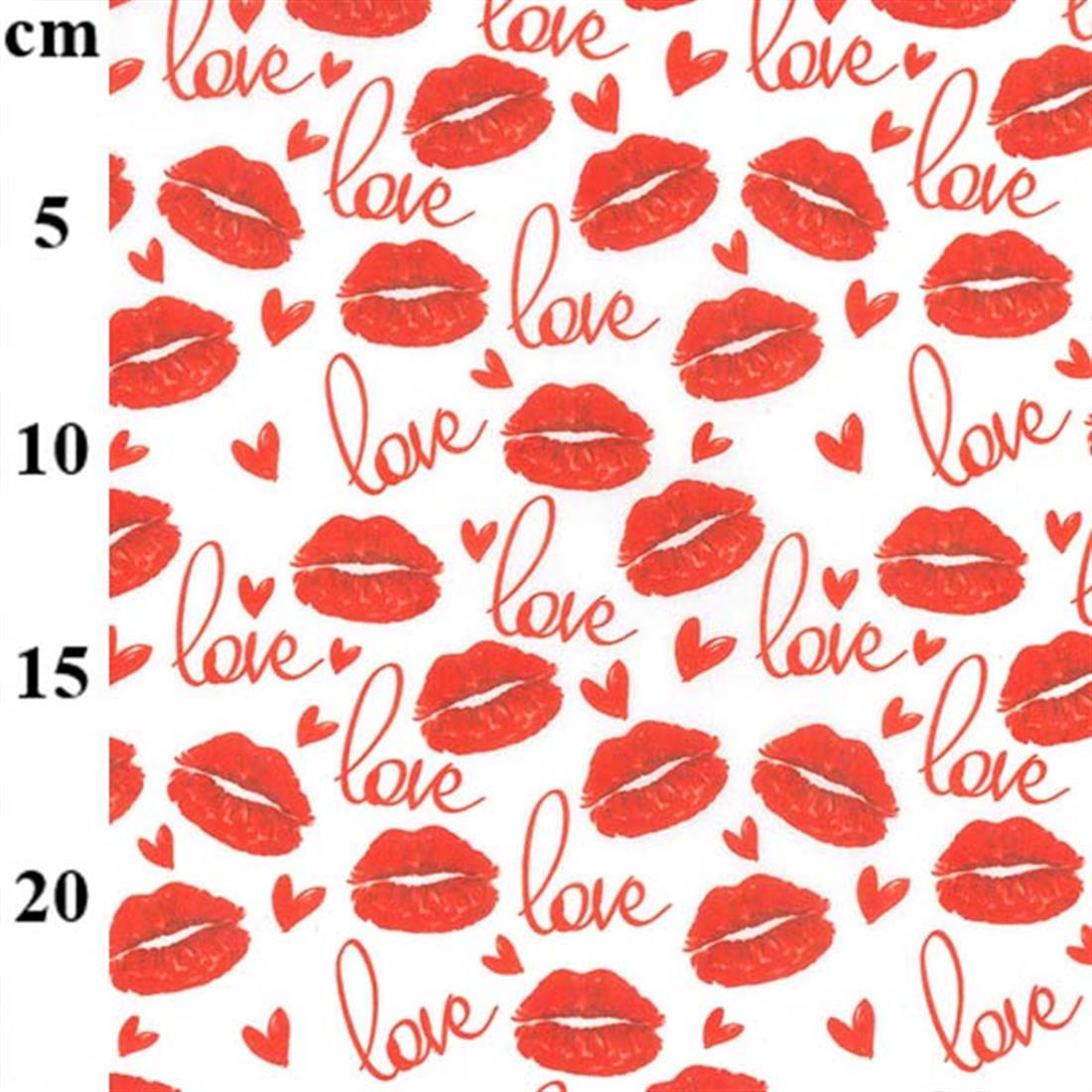 Red Love Lips 100% Cotton Fabric