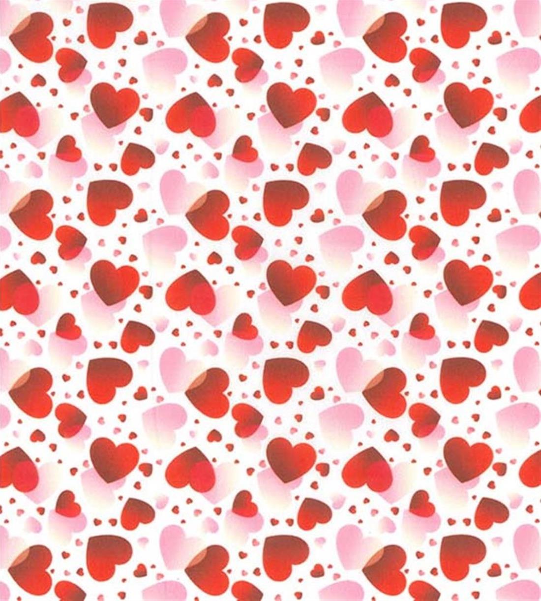Red Multi Hearts Printed 100% Cotton Valentine Day Fabric