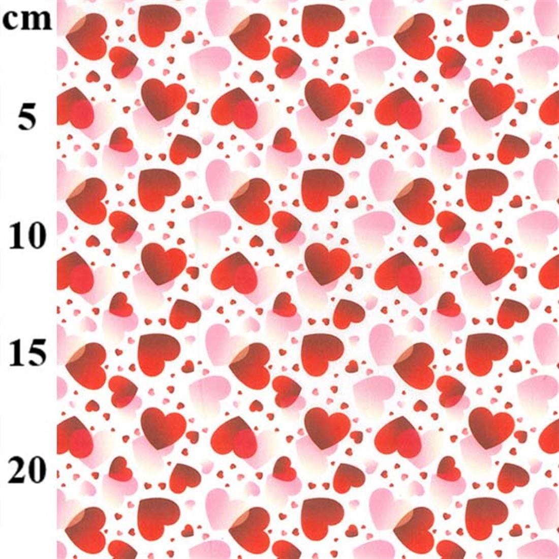 Red Multi Hearts Printed 100% Cotton Valentine Day Fabric