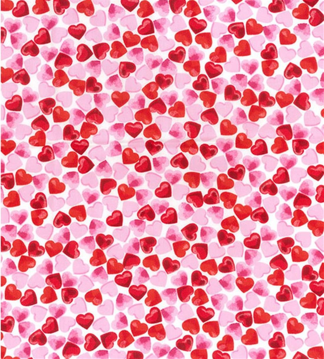 White Hearts 100% Cotton Fabric