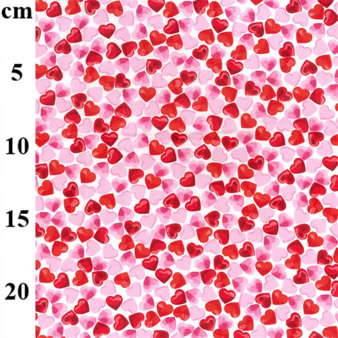 White Hearts 100% Cotton Fabric