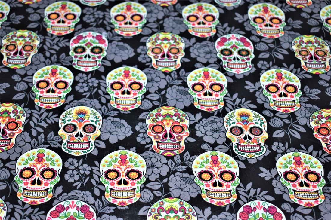 Black Printed Halloween 100% Cotton Fabric