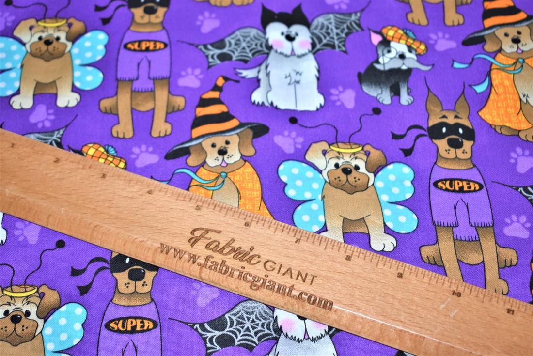 Purple Printed Halloween 100% Cotton Fabric