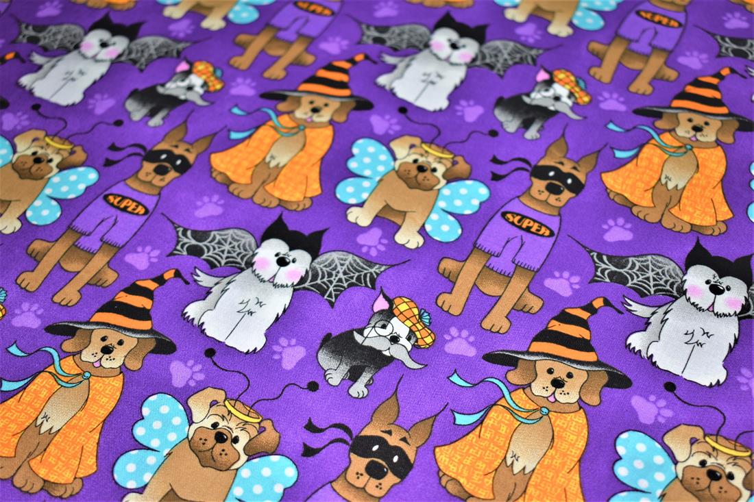 Purple Printed Halloween 100% Cotton Fabric