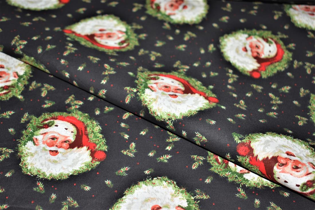 Black Printed Christmas 100% Cotton Fabric