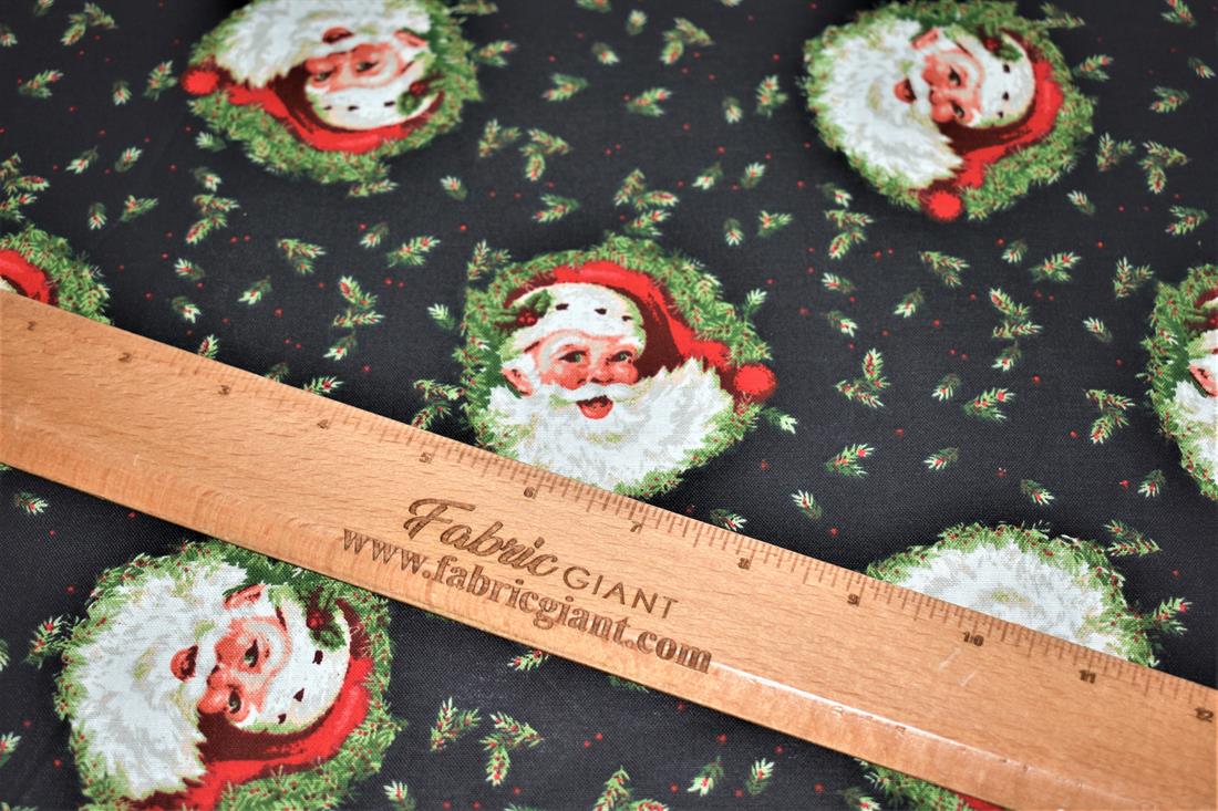 Black Printed Christmas 100% Cotton Fabric