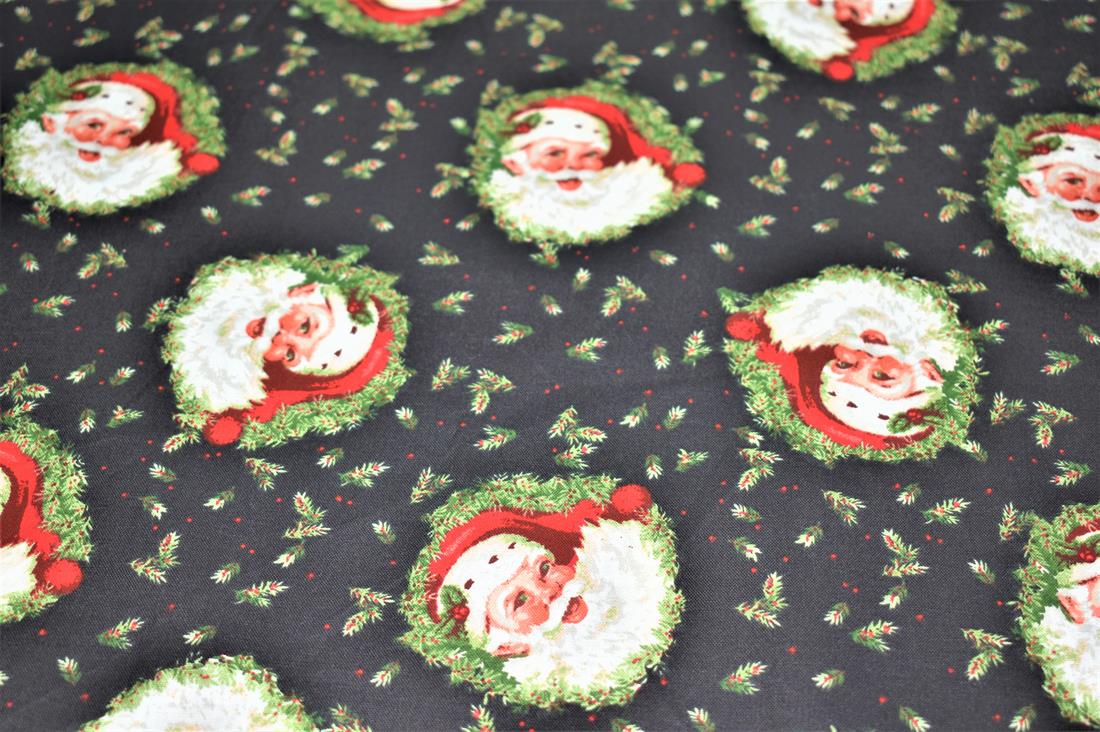 Black Printed Christmas 100% Cotton Fabric