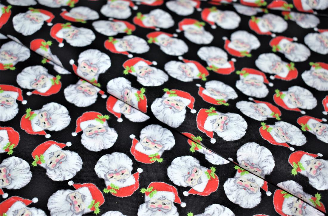 Black Printed Christmas 100% Cotton Fabric
