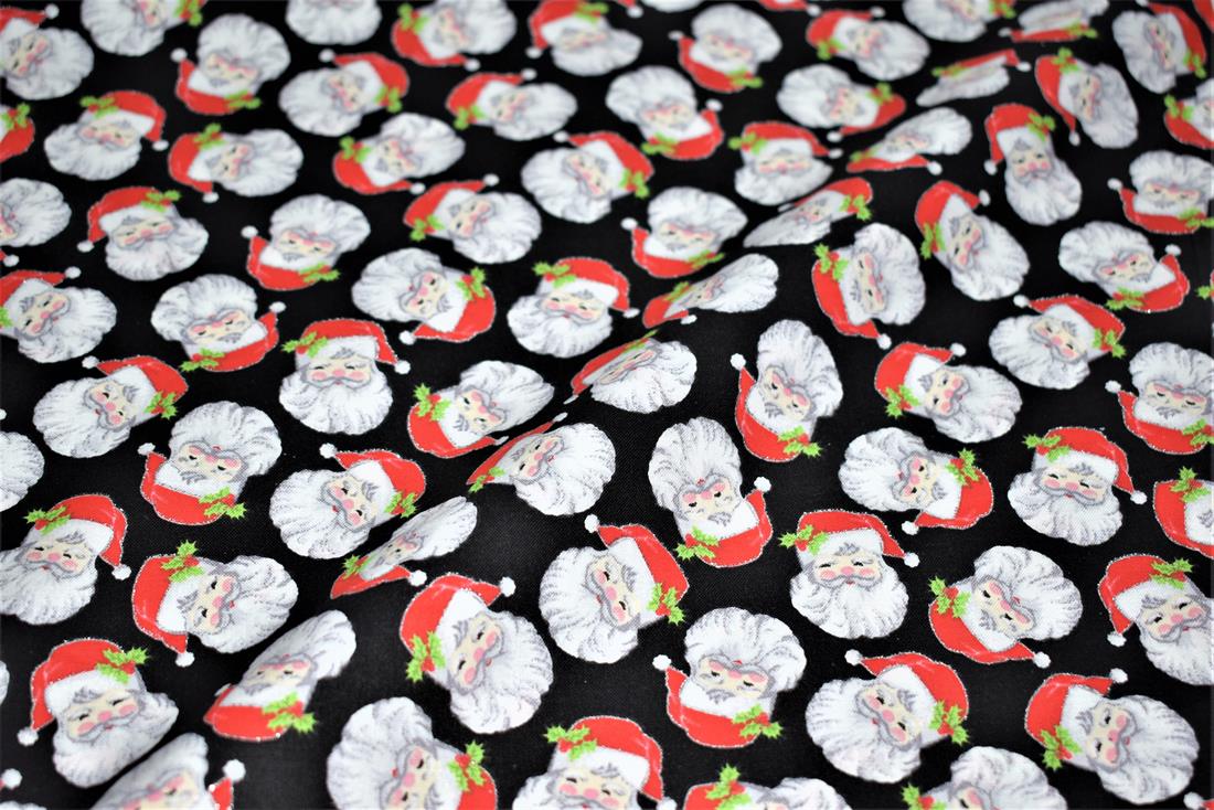 Black Printed Christmas 100% Cotton Fabric
