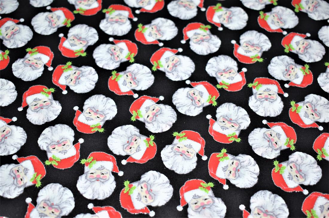 Black Printed Christmas 100% Cotton Fabric