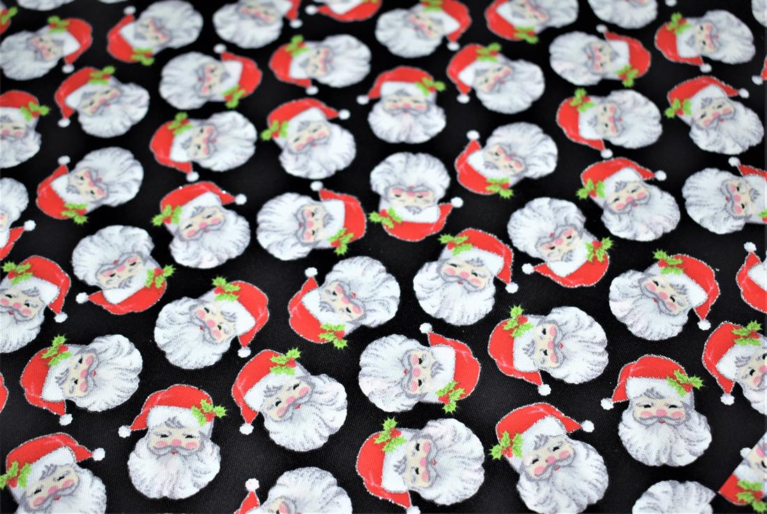 Black Printed Christmas 100% Cotton Fabric