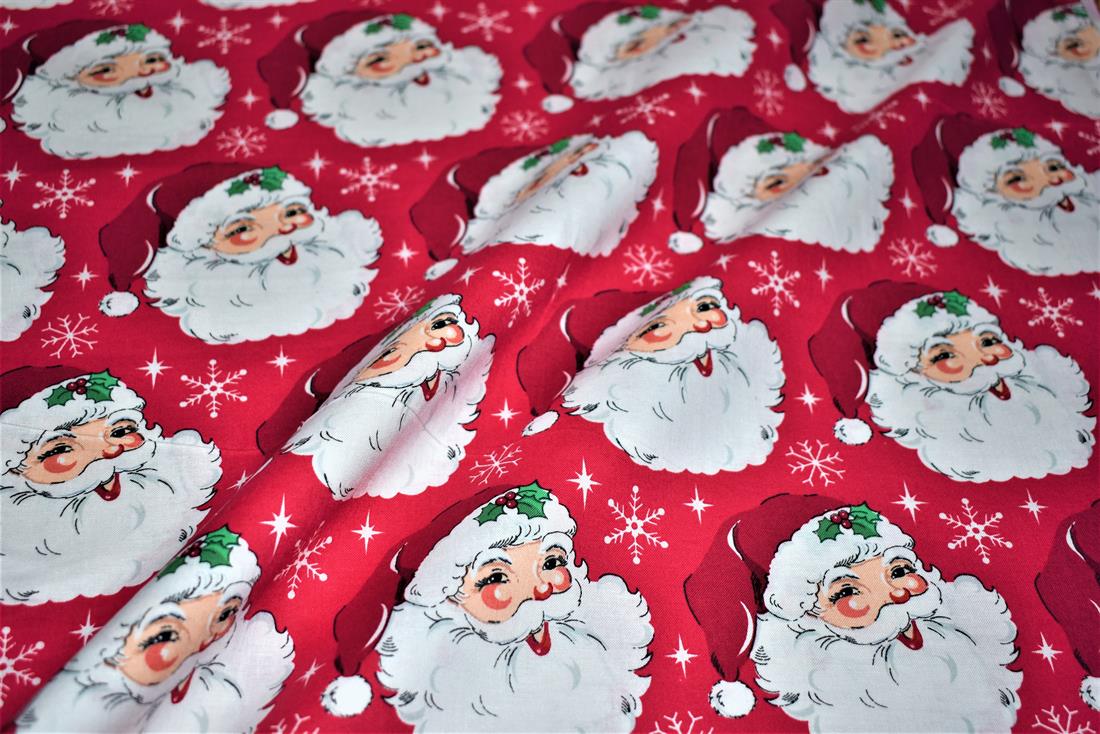 Dark Pink Printed Christmas 100% Cotton Fabric