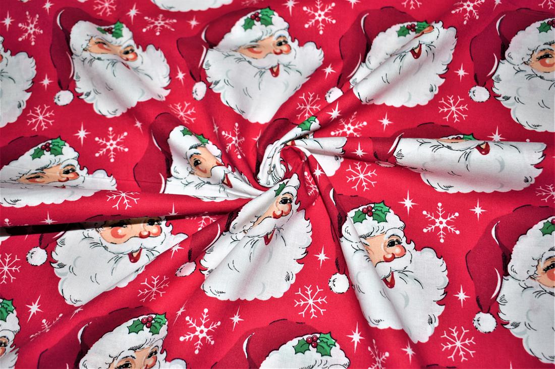 Dark Pink Printed Christmas 100% Cotton Fabric