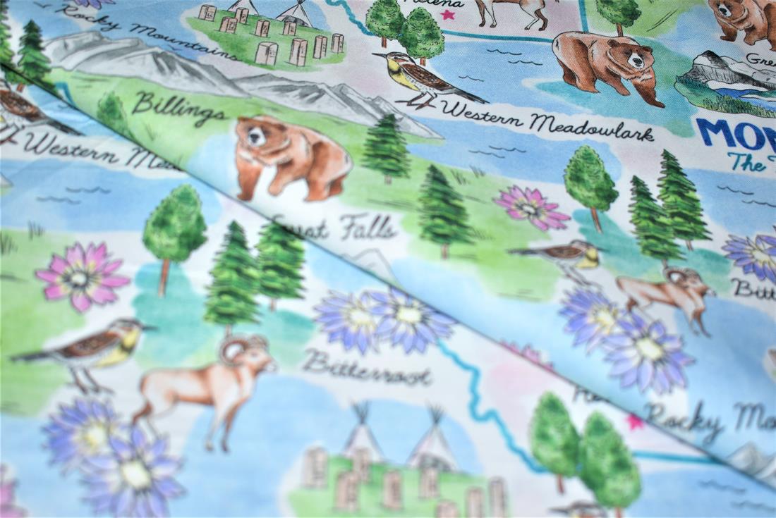 Blue Printed 100% Cotton Fabric