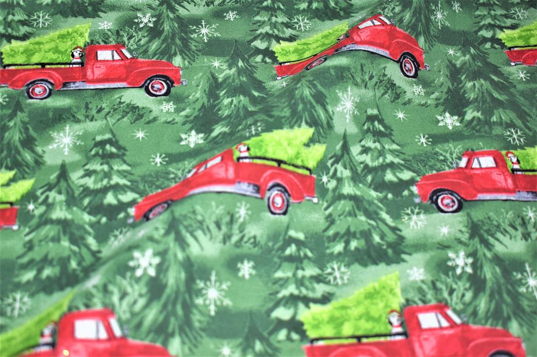 Green Printed Christmas 100% Cotton Fabric