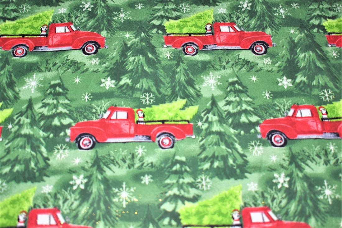 Green Printed Christmas 100% Cotton Fabric