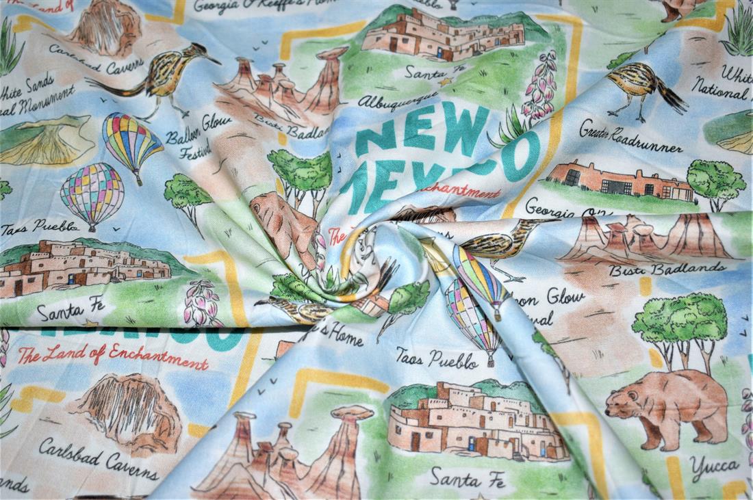 Blue Printed 100% Cotton Fabric