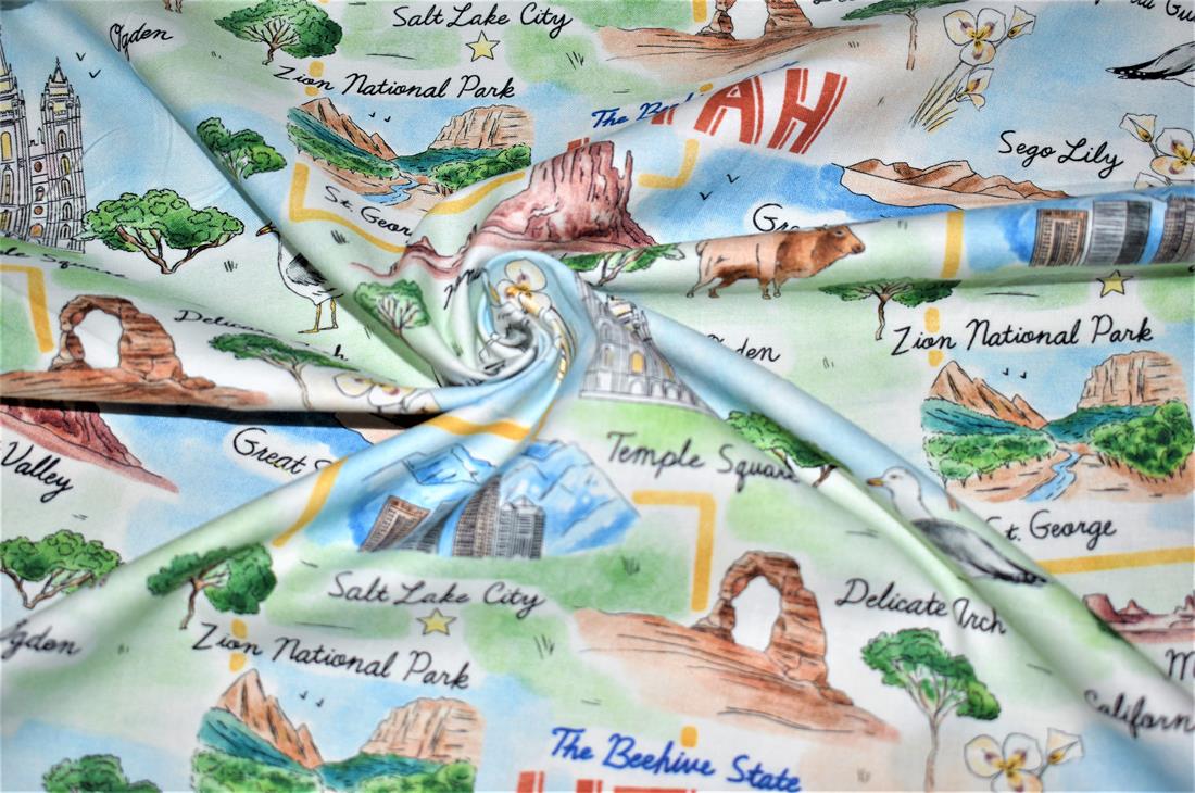 Blue Printed 100% Cotton Fabric