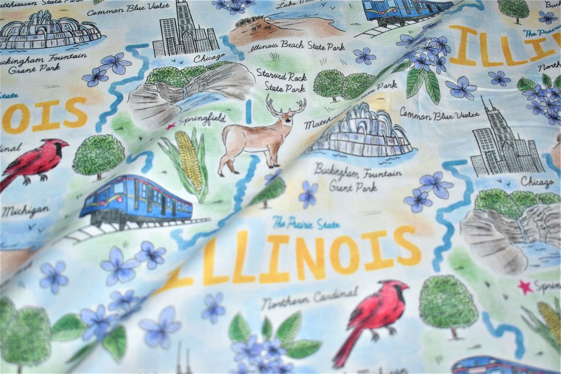 Blue Printed 100% Cotton Fabric