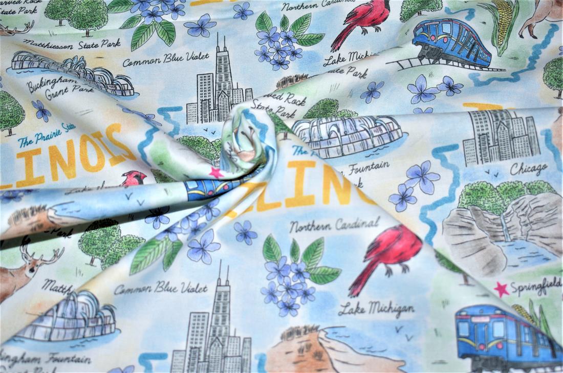 Blue Printed 100% Cotton Fabric