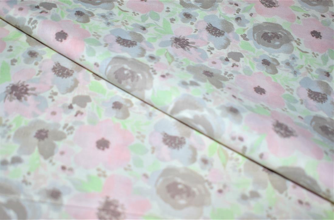 Pink & Grey Printed 100% Cotton Fabric