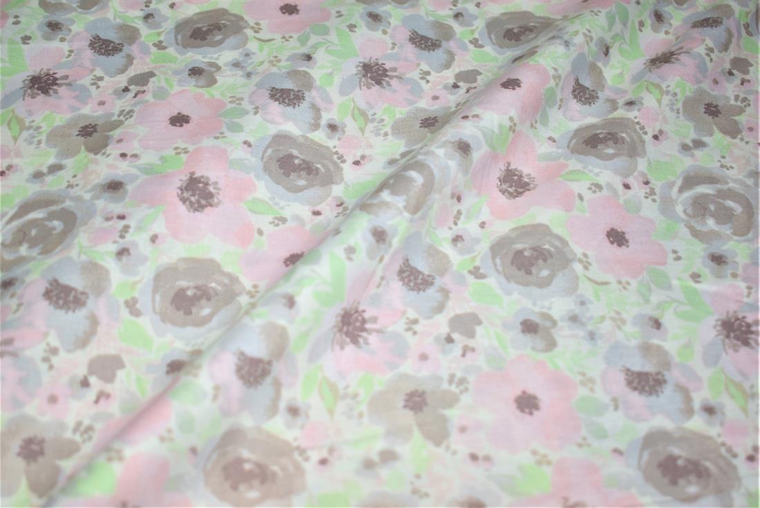 Pink & Grey Printed 100% Cotton Fabric