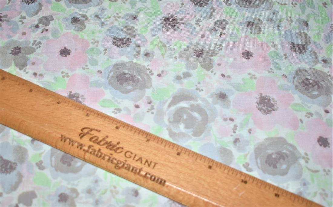 Pink & Grey Printed 100% Cotton Fabric