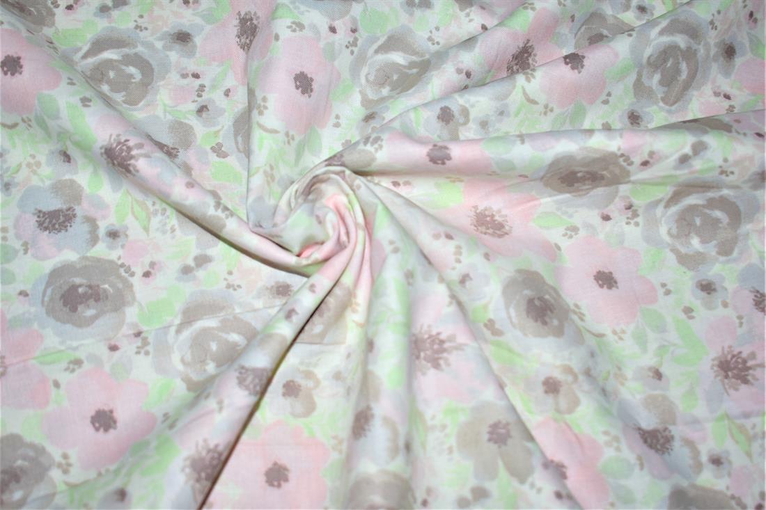 Pink & Grey Printed 100% Cotton Fabric