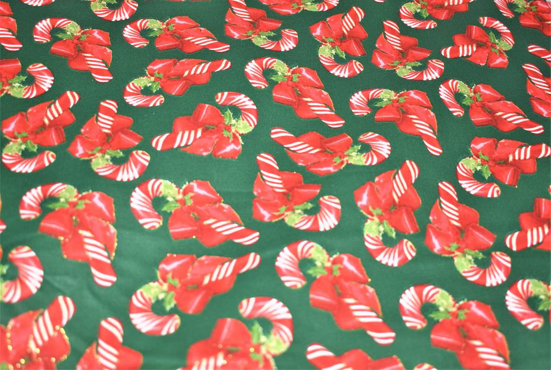 Green & Red Christmas 100% Cotton Fabric