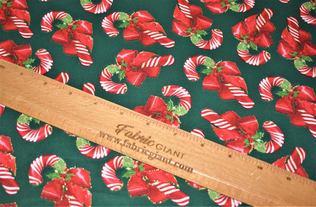 Green & Red Christmas 100% Cotton Fabric