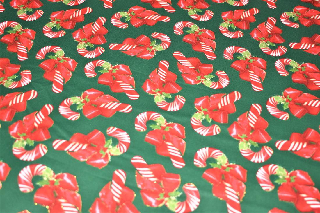 Green & Red Christmas 100% Cotton Fabric