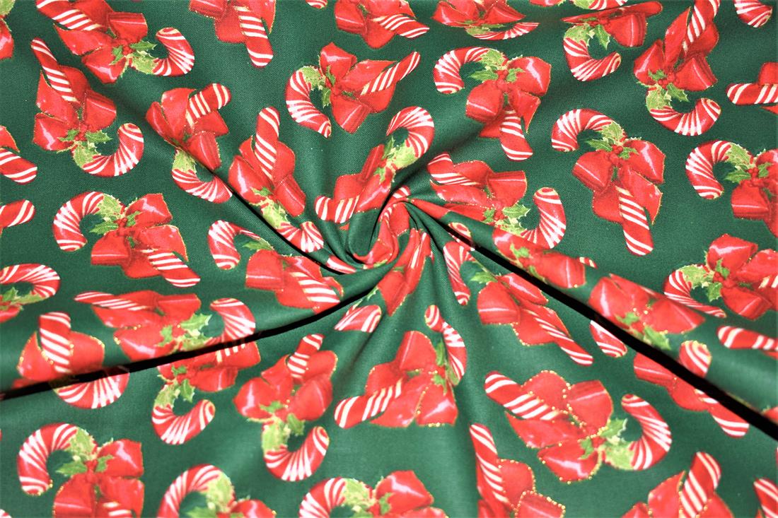 Green & Red Christmas 100% Cotton Fabric