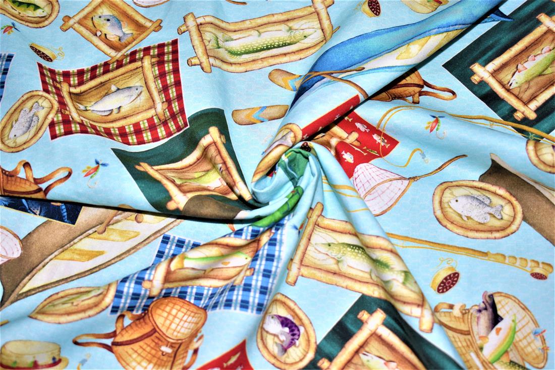 Sky Blue Printed 100% Cotton Fabric