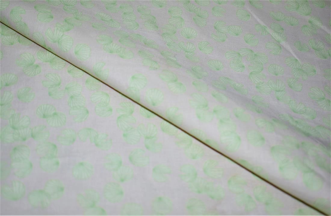 Ivory & Green Printed 100% Cotton Fabric