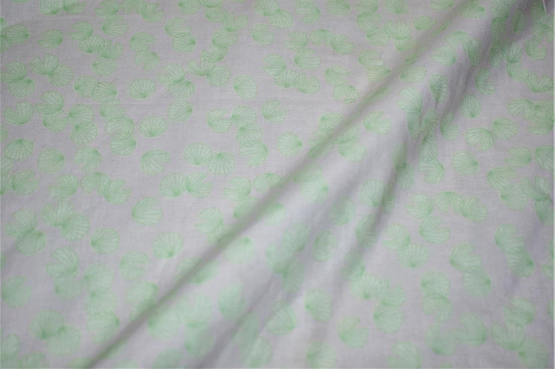 Ivory & Green Printed 100% Cotton Fabric