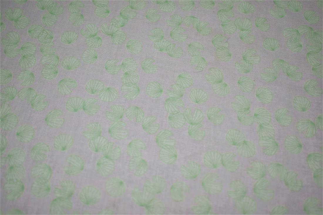 Ivory & Green Printed 100% Cotton Fabric